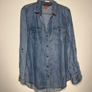 Honey Creek by Scully Lyocell Denim Shirt Lace Up Back Long Sleeve Large